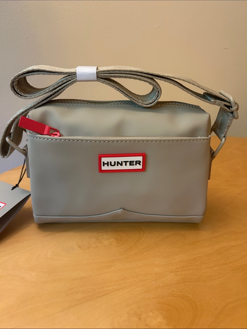 Hunter Taupe Crossbody with Red Accents